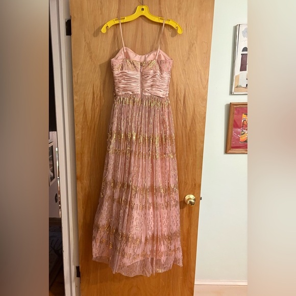 Hailey Logan by Adrianna Papell Pink & Gold Formal Prom Maxi Dress Juniors 3/4 - Picture 5 of 8